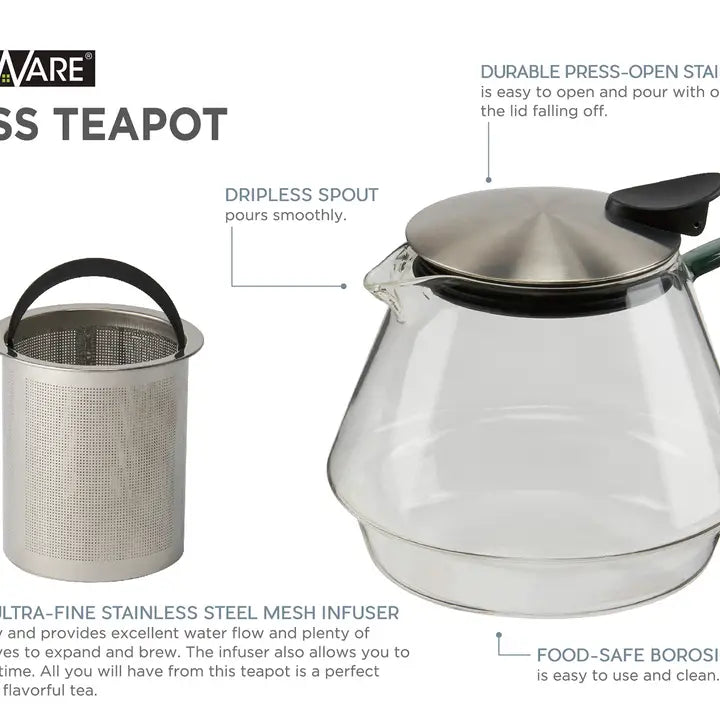PureGlass Teapot w/ Black Handle