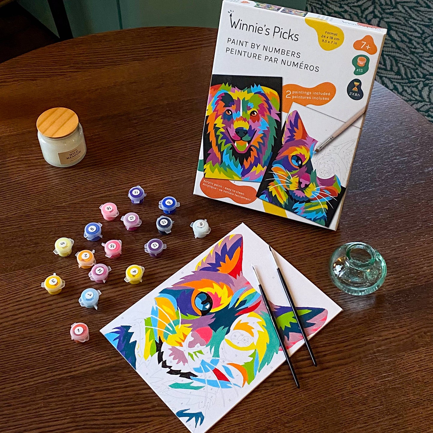 Colorful Cat & Dog Duo – Kids Paint by Number Kit (Ages 7+)