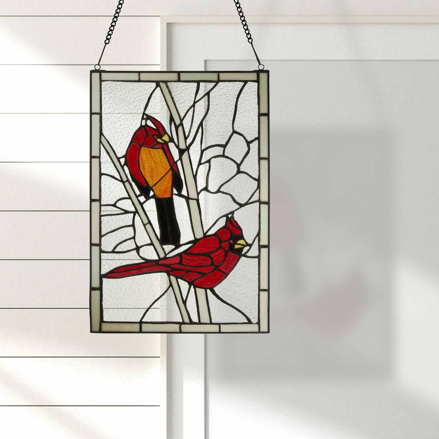 18.5"H Annabelle Red Cardinal Stained Glass Window Panel