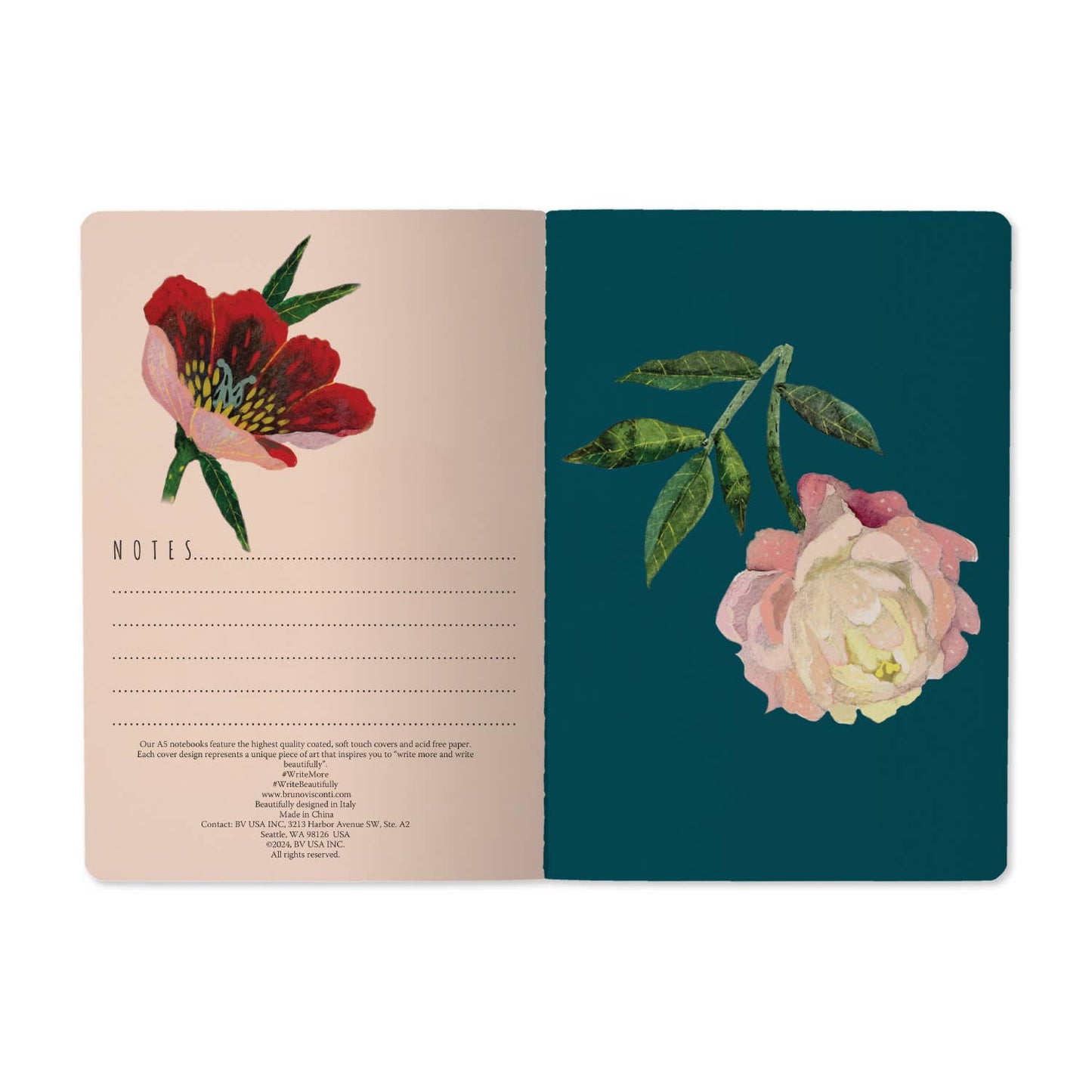 Midnight Peony Notebook – Blooms Beneath the Moonlight