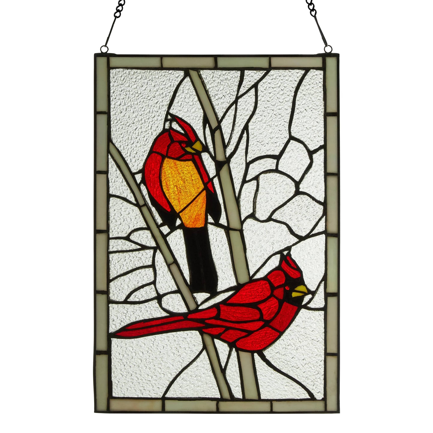 18.5"H Annabelle Red Cardinal Stained Glass Window Panel