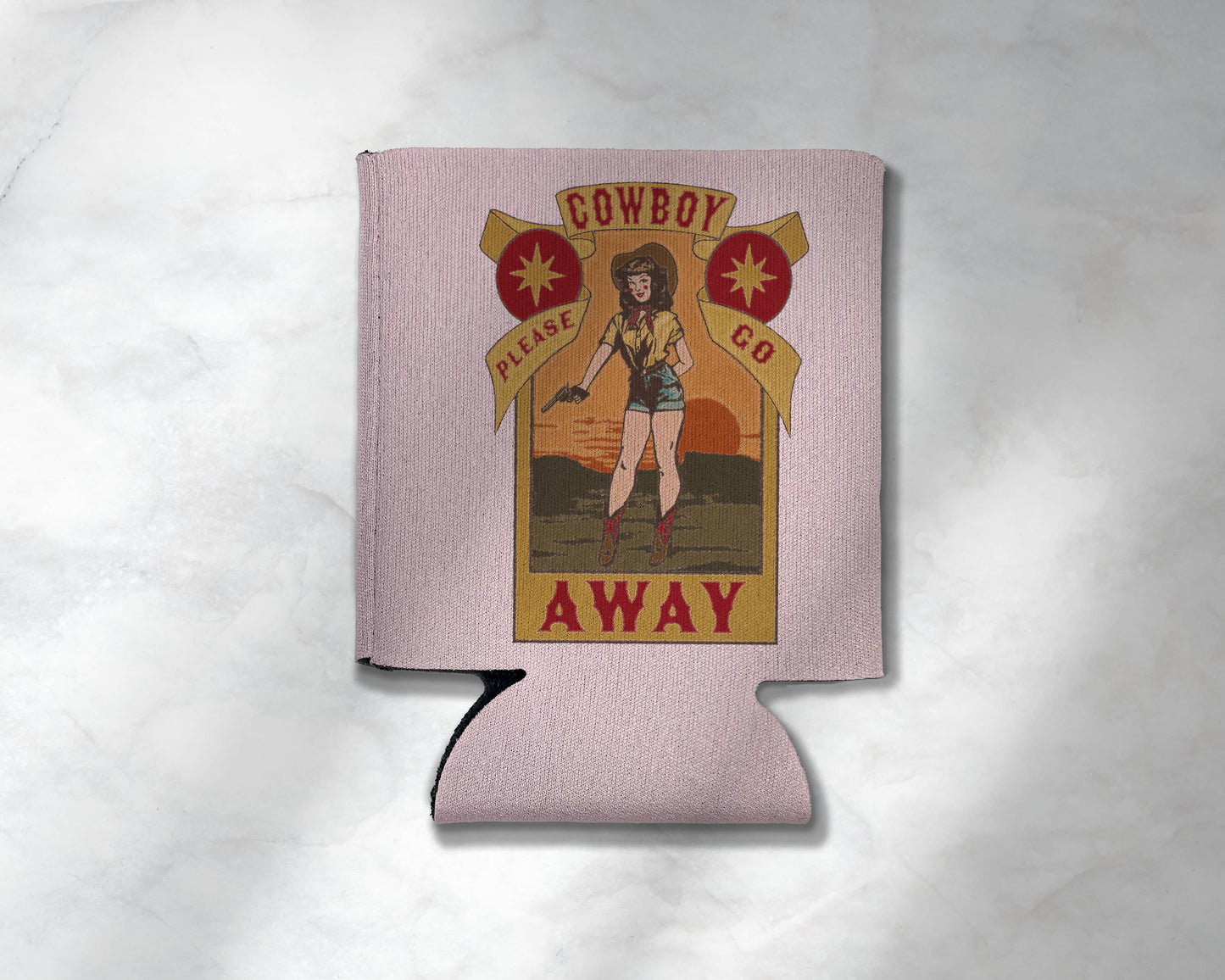 Cowboy Please Go Away Koozie