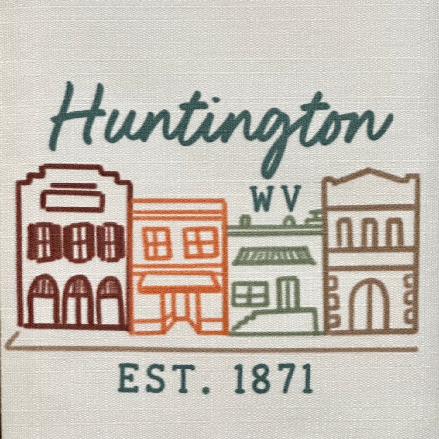 Main Street Hometown - Huntington Tea Towel 1871