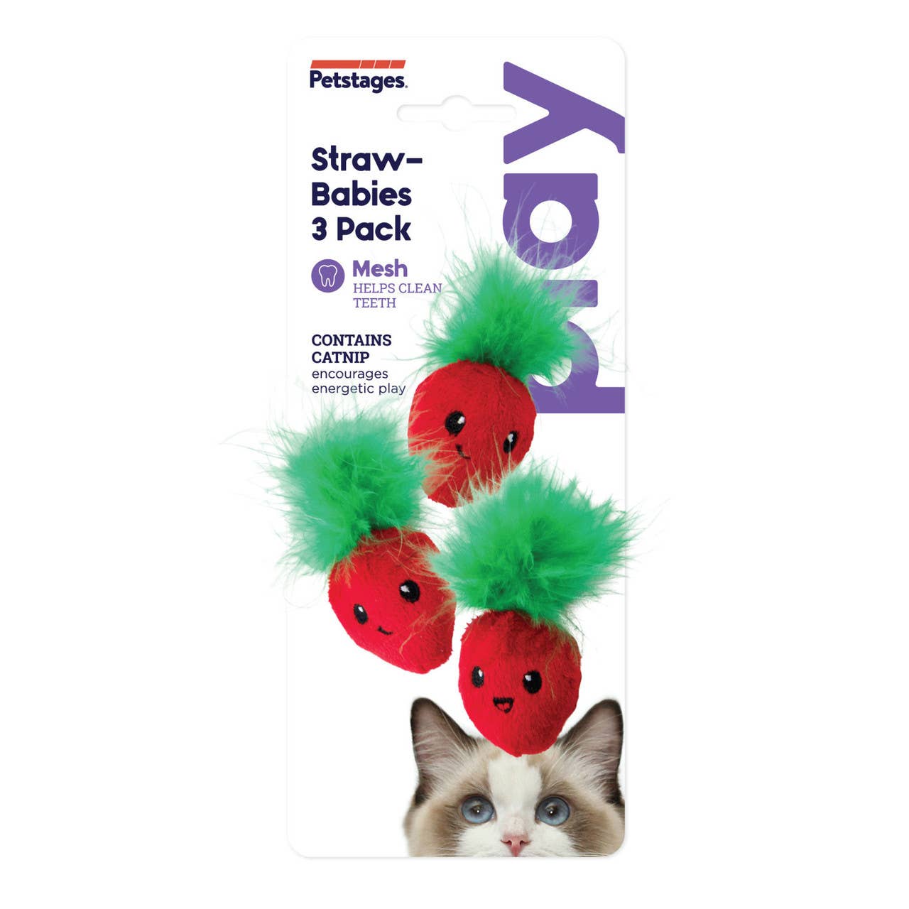 Catstages Straw-Babies 3-Pack – Catnip Dental Cat Toys with Feathers & Crinkle