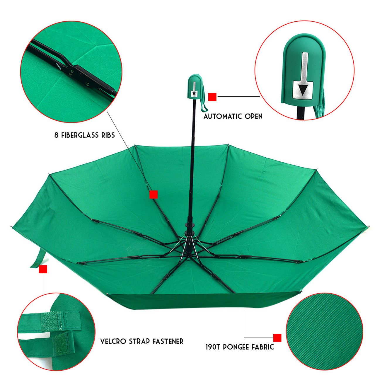 Auto Open Compact Solid Color Travel Umbrella