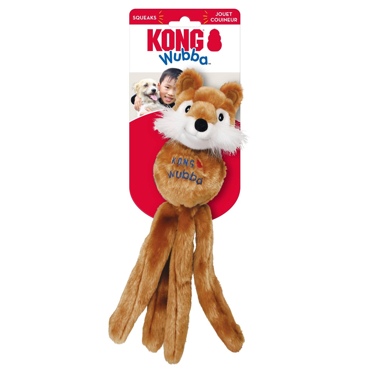 KONG Wubba Friends Dog Toy – Soft Plush Squeaky Tug & Fetch Toy
