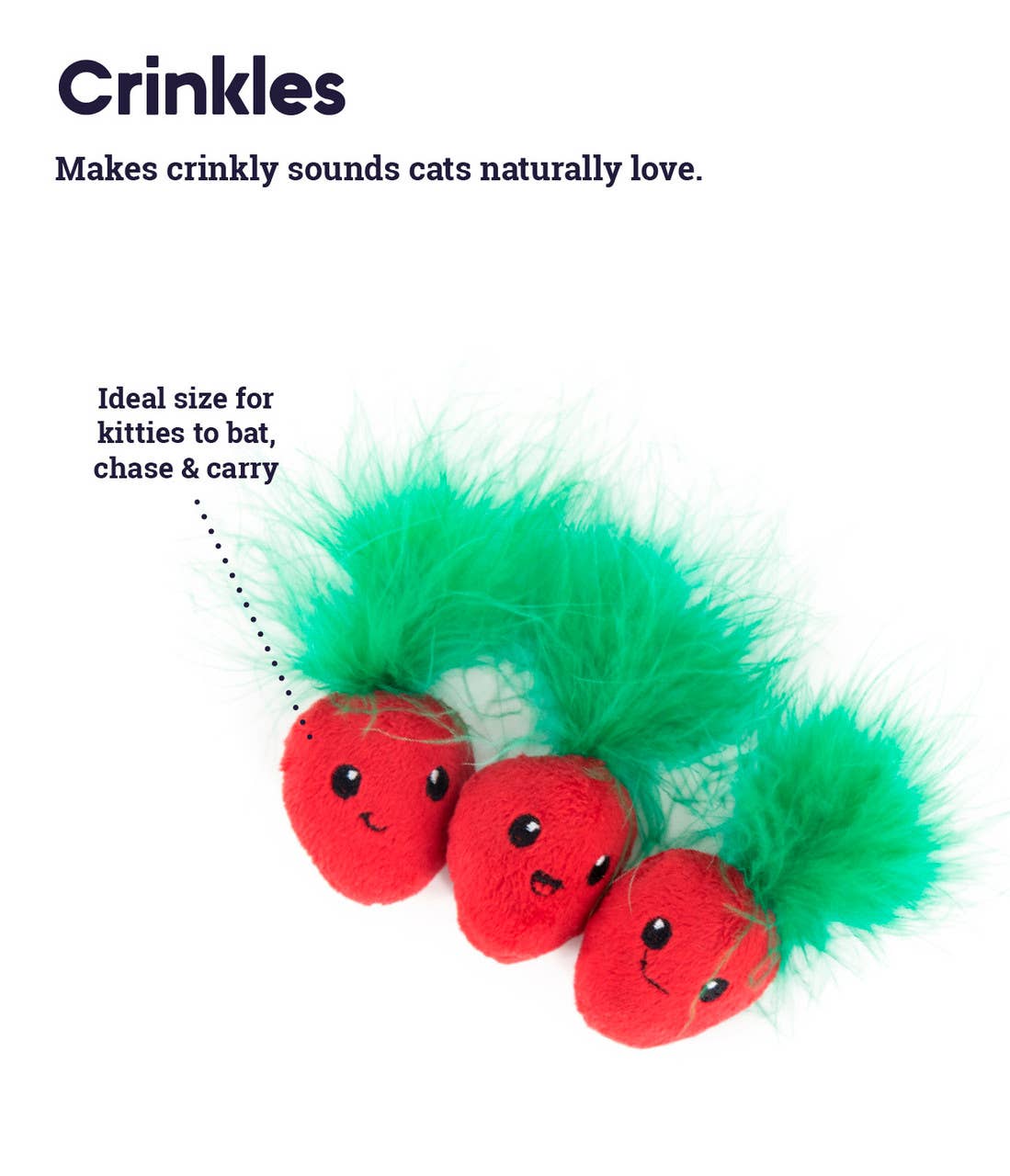 Catstages Straw-Babies 3-Pack – Catnip Dental Cat Toys with Feathers & Crinkle