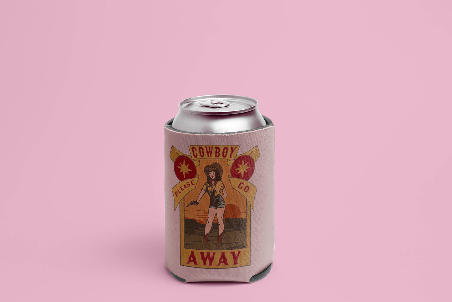 Cowboy Please Go Away Koozie