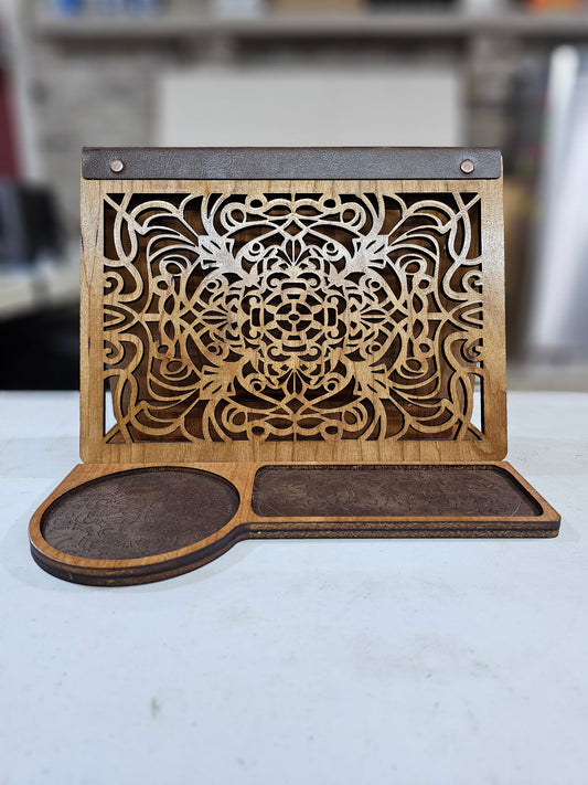 Engraved Wooden Book Valet