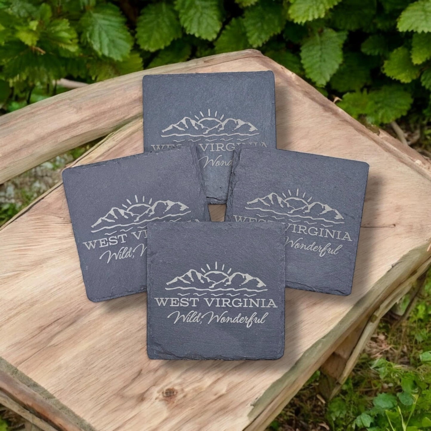 Stone & Sip: Engraved Slate Coasters set of 4