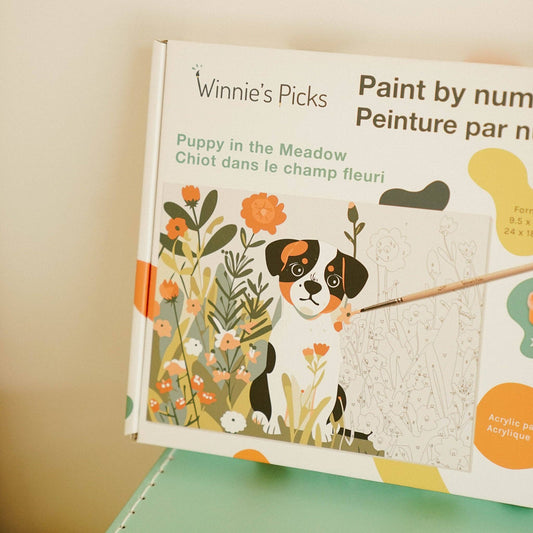 Puppy in Bloom – Kids Paint by Number Kit (Ages 8+)