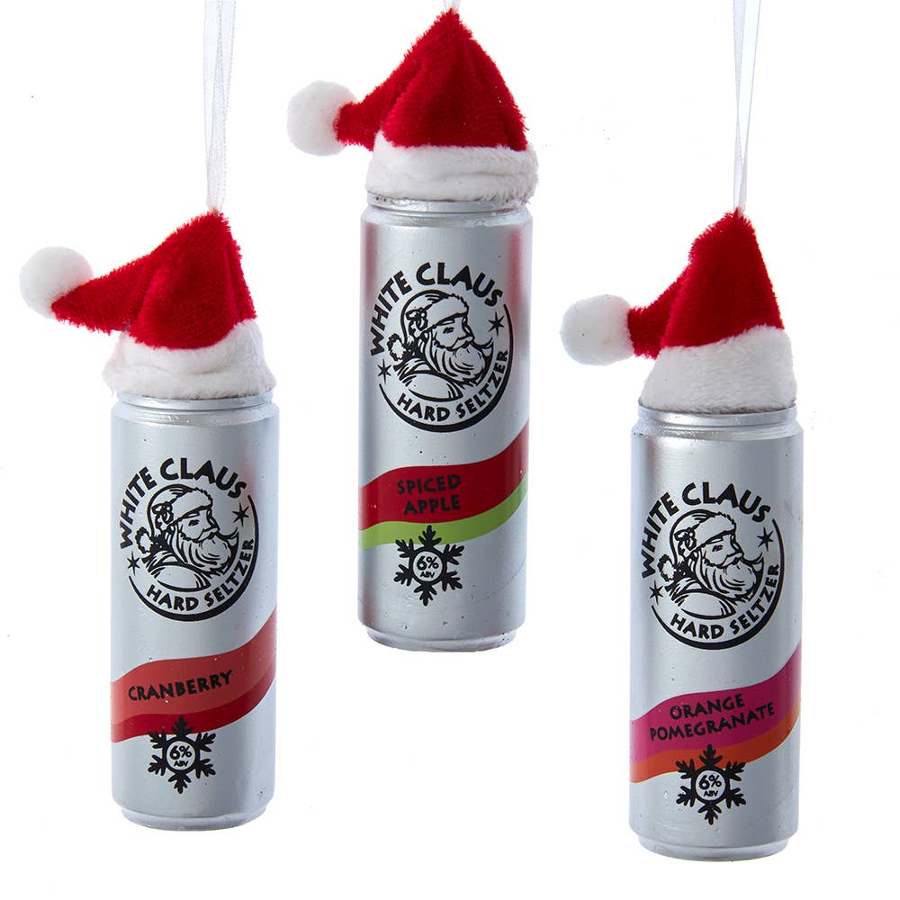 WHITE CLAUS SELTZER ORNAMENT