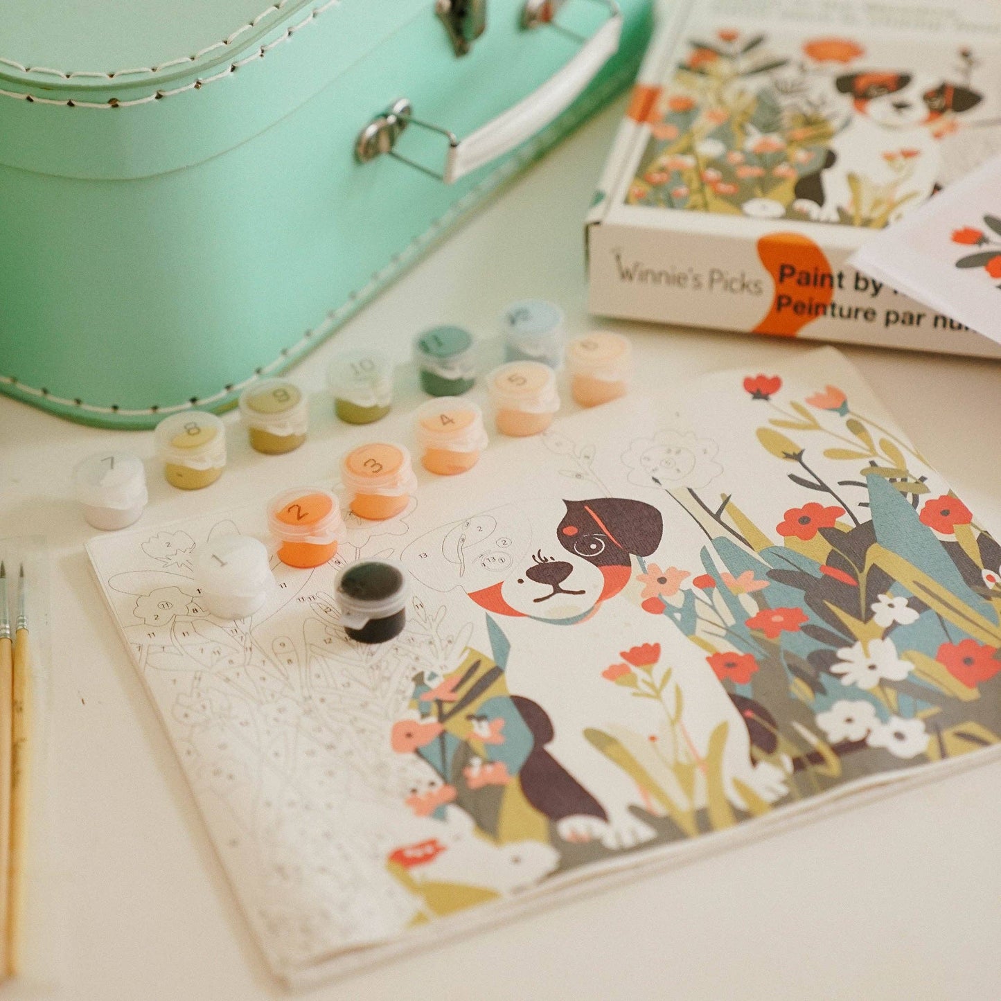 Puppy in Bloom – Kids Paint by Number Kit (Ages 8+)