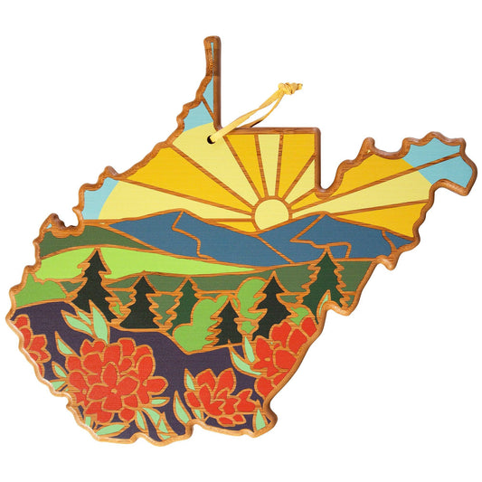 West Virginia State-Shaped Bamboo Charcuterie Board by Summer Stokes