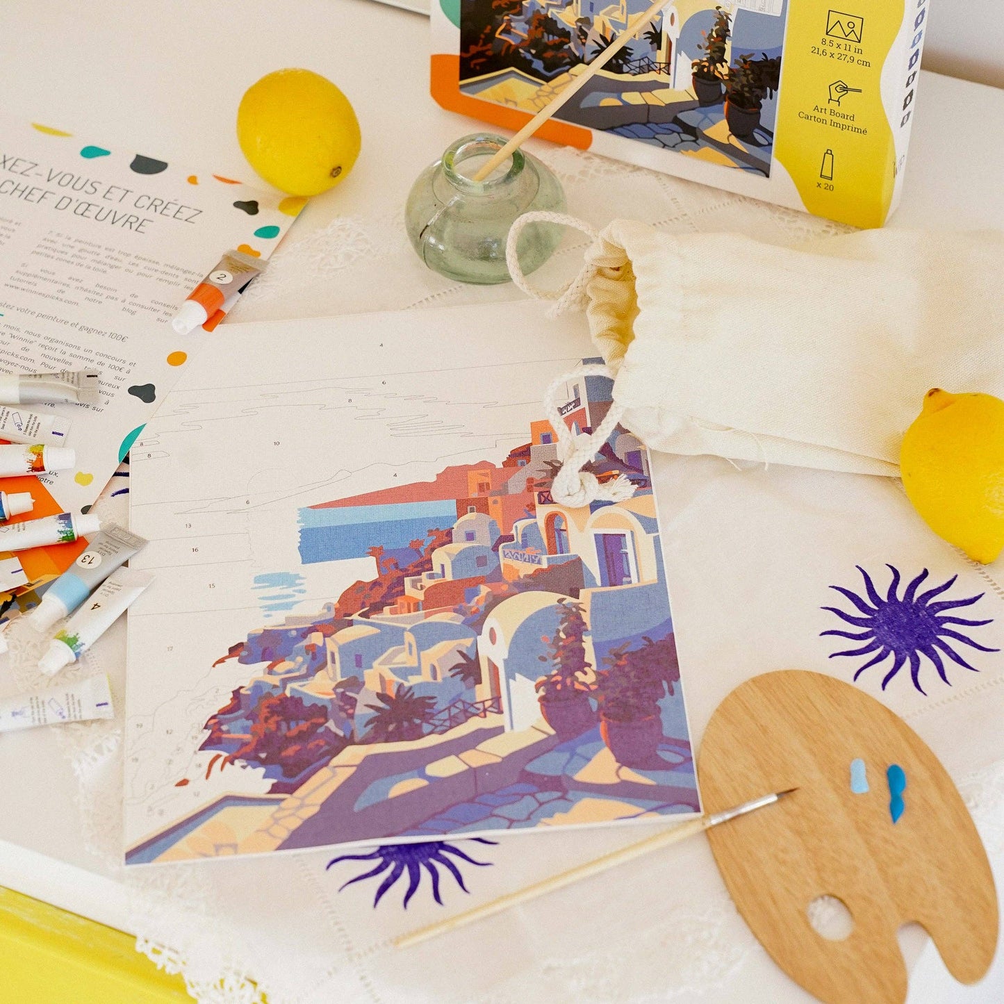 Santorini Sunset – Mediterranean Paint by Number Kit