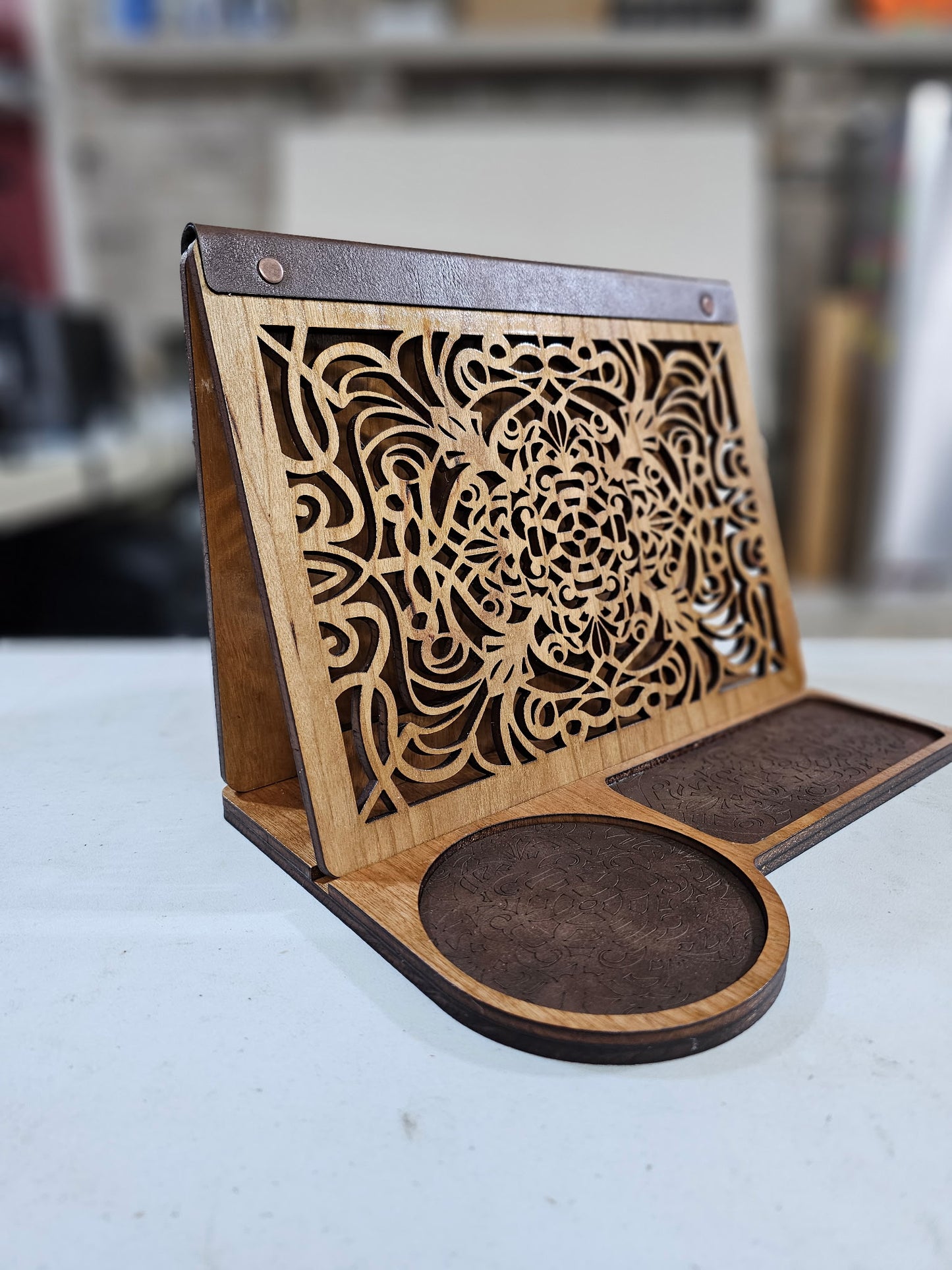 Engraved Wooden Book Valet