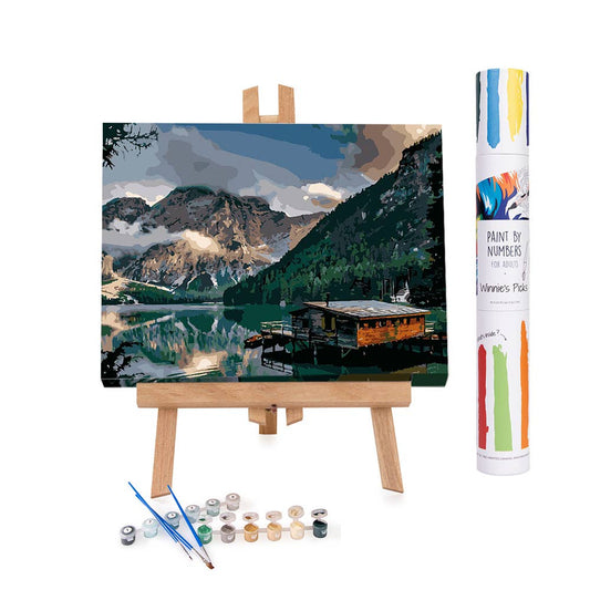 Norwegian Fjord Cabin – Scenic Paint by Number Kit