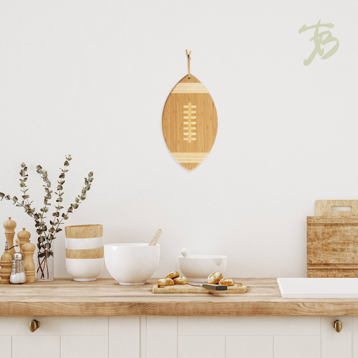 Football-Shaped Bamboo Cutting Board & Charcuterie Tray – Game Day Ready