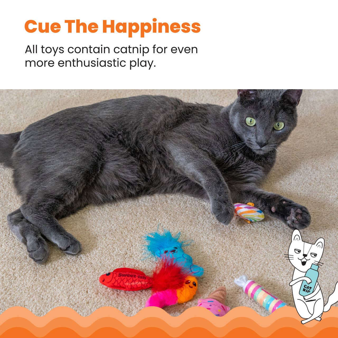 Candy 6-Pack Catnip Cat Toys – Crinkle, Feather & Easter Basket Fun