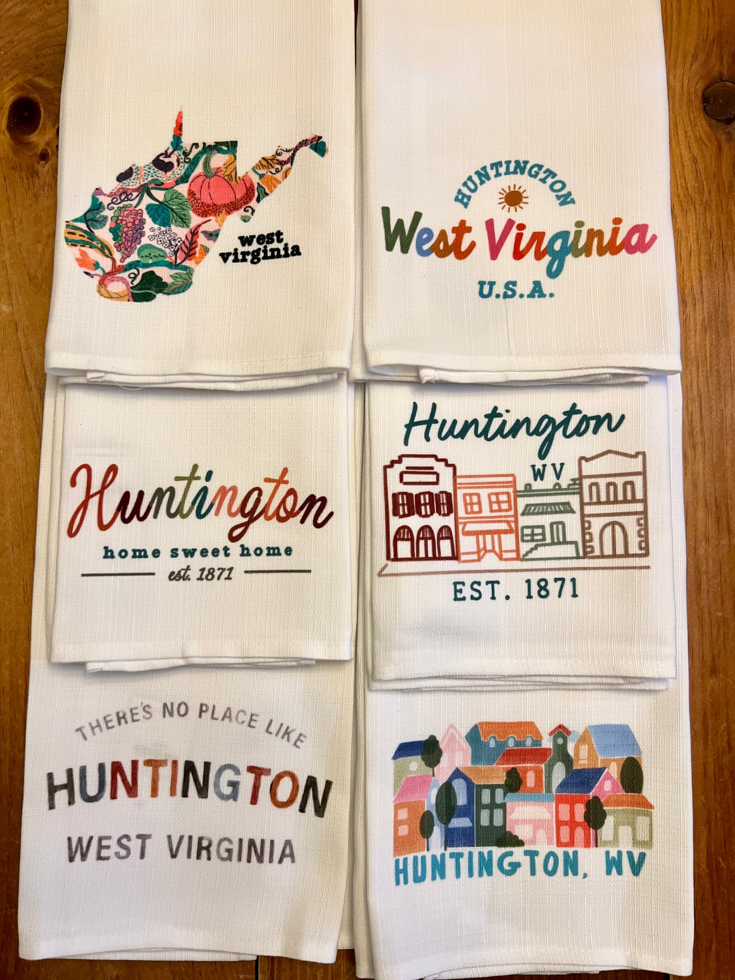 Main Street Huntington Tea Towel 1871 Fall