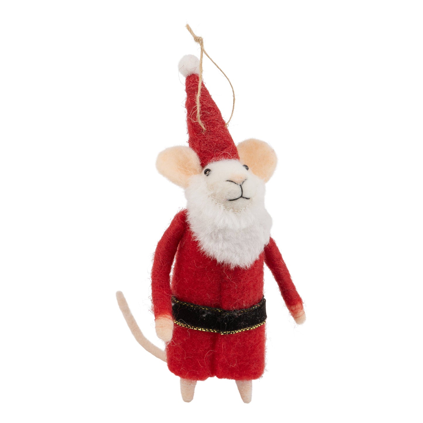 Felt Mouse in Santa coat and hat