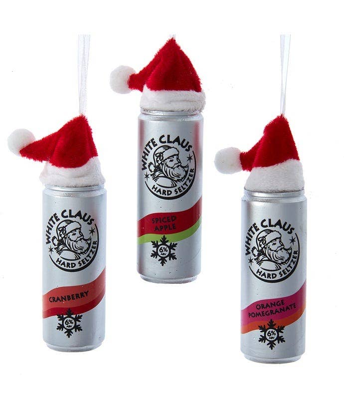 WHITE CLAUS SELTZER ORNAMENT