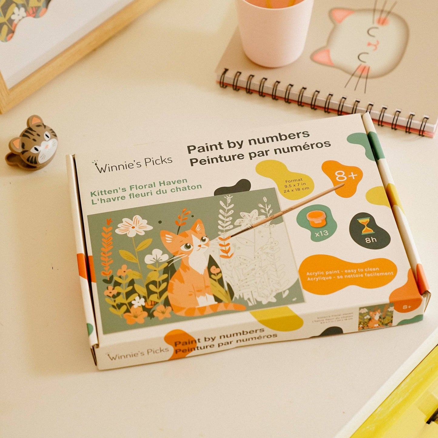 Kitten’s Floral Haven – Kids Paint by Number Kit (Ages 8+)