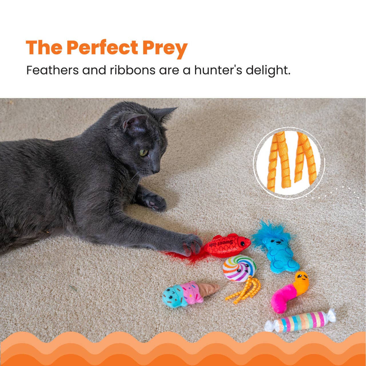 Candy 6-Pack Catnip Cat Toys – Crinkle, Feather & Easter Basket Fun