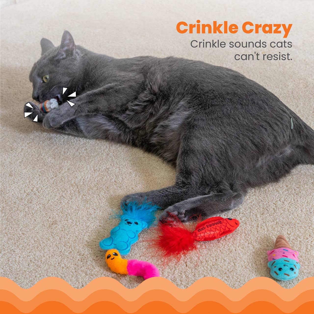 Candy 6-Pack Catnip Cat Toys – Crinkle, Feather & Easter Basket Fun