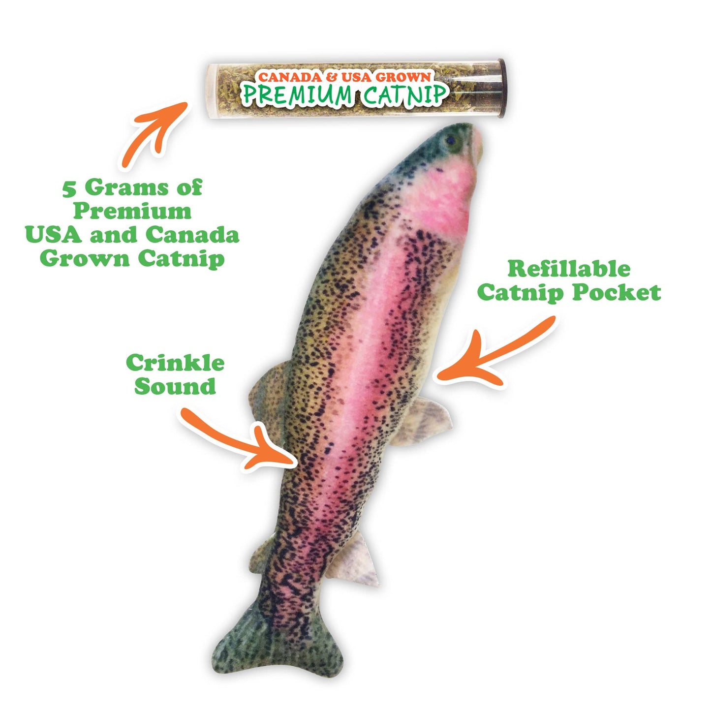 Meowijuana Get Smoked Rainbow Trout Catnip Toy – Refillable & Organic